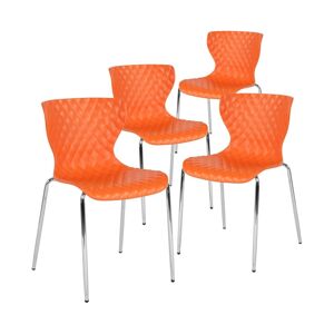 Emma+oliver 4 Pack Contemporary Design Plastic Stack Chair - Orange