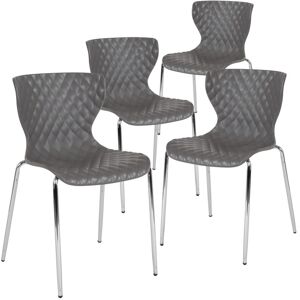 Emma+oliver 4 Pack Contemporary Design Plastic Stack Chair - Gray