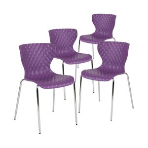Emma+oliver 4 Pack Contemporary Design Plastic Stack Chair - Purple
