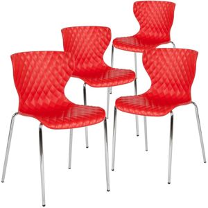 Emma+oliver 4 Pack Contemporary Design Plastic Stack Chair - Red