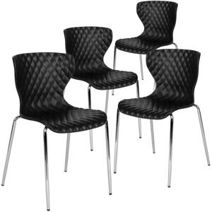 Emma+oliver 4 Pack Contemporary Design Plastic Stack Chair - Black