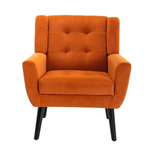 Simplie Fun Modern Soft Velvet Material Ergonomics Accent Chair Living Room Chair Bedroom Chair Home Chair With Black Legs For Indoor Home - Orange