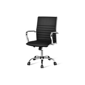 Slickblue High Back Ribbed Office Chair with Armrests - Black