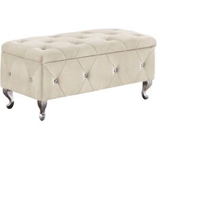 Simplie Fun Creamy White Velvet Storage Bench with 250 lb Support - Beige/khaki