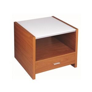New Spec Inc End Table with Tempered Glass and Mdf Board - Pastel Ora