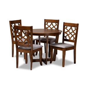Baxton Studio Tricia Modern and Contemporary Fabric Upholstered 5 Piece Dining Set - Walnut Brown