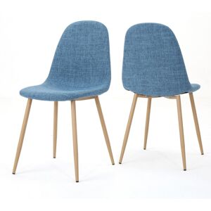 Noble House Raina Mid Century Modern Dining Chairs Set, 2 Piece - Blue