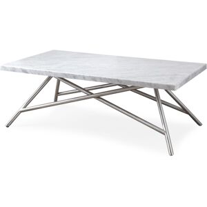 Furniture Coral Carrara Marble Coffee Table - White Marble, Brushed Stainless Steel