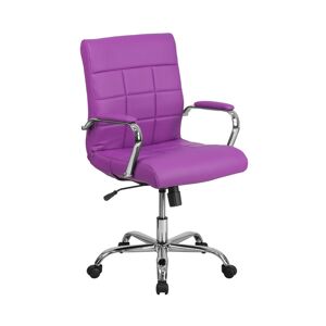 Emma+oliver Mid-Back Vinyl Executive Swivel Office Chair With Chrome Base And Arms - Purple