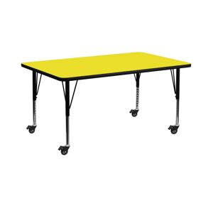 Emma+oliver Mobile 30X72 Rectangle Hp Laminate Preschool Activity Table - Yellow