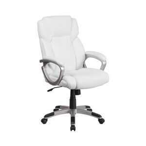 Emma+oliver Mid-Back Executive Swivel Office Chair With Padded Arms - White