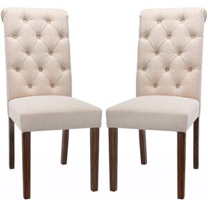 Colamy Tufted Fabric Dining Chair with Rolled Back, Set of 2 - Beige