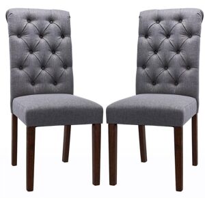 Colamy Tufted Fabric Dining Chair with Rolled Back, Set of 2 - Grey