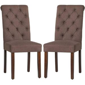 Colamy Tufted Fabric Dining Chair with Rolled Back, Set of 2 - Brown