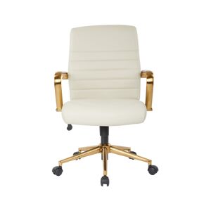 Office Star Mid-back Faux Leather Chair with Arms and Base - Cream