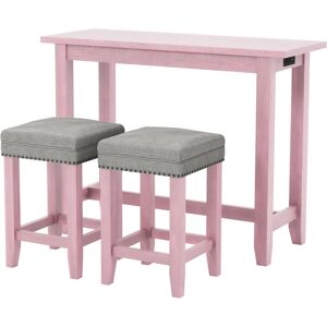 Furniture of America Sundsvail Rectangle Dining Table Set, 3 Piece - Pink