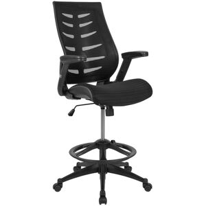 Emma+oliver High Back Mesh Ergonomic Drafting Chair With Adjustable Flip-Up Arms - Black