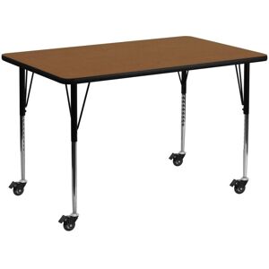 Emma+oliver Mobile 30X60 Rectangle Hp Laminate Adjustable Activity Table - Oak