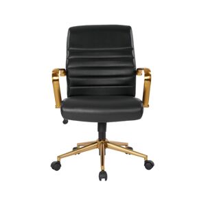 Office Star Mid-back Faux Leather Chair with Arms and Base - Black
