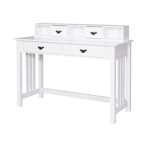 Costway Writing Desk Mission White Home Office Computer Desk 4 Drawer - Open White