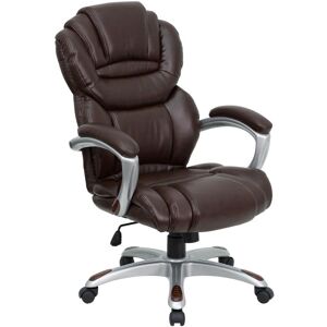 Emma+oliver High Back Executive Swivel Ergonomic Office Chair With Accent Layered Seat/Back - Brown