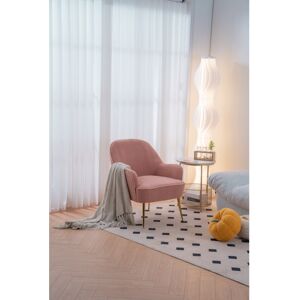 Simplie Fun Modern Soft Teddy fabric Pink Ergonomics Accent Chair Living Room Chair Bedroom Chair Home Chair With Gold Legs And Adjustable Legs For In