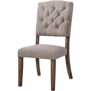 Simplie Fun Bernard Side Chair (Set-2) in Cream Linen & Weathered Oak - Brown