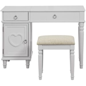 Simplie Fun Rose Vanity Set with Mirror, Stool & Storage - Silver