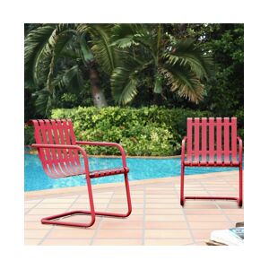 Crosley Gracie Stainless Steel Chair, Pair - Red