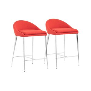 Zuo Reykjavik Counter Chair, Set of 2 - Orange