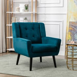 Simplie Fun Modern Soft Velvet Material Ergonomics Accent Chair Living Room Chair Bedroom Chair Home Chair With Black Legs For Indoor Home - Turquoise