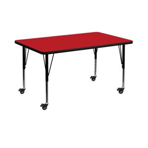 Emma+oliver Mobile 36X72 Rectangle Hp Laminate Preschool Activity Table - Red