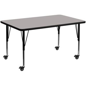 Emma+oliver Mobile 36X72 Rectangle Hp Laminate Preschool Activity Table - Gray