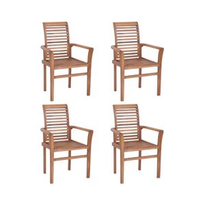 Vidaxl Stacking Dining Chairs 4 pcs Solid Teak - Brown