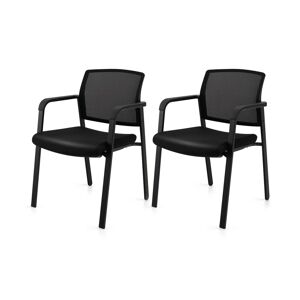 Costway Conference Chairs Set of 2 Stackable Office Guest Mesh Chairs - Black