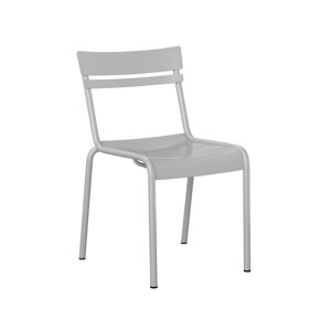 Emma+oliver Rennes Armless Powder Coated Steel Stacking Dining Chair With 2 Slat Back For Indoor-Outdoor Use - Silver