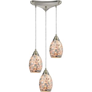 Macy's Capri 3 Light Pendant in Satin Nickel and Gray Capiz Shell - Silver