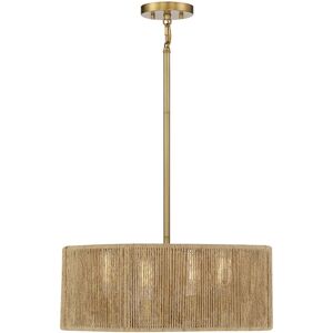 Savoy House Ashe 4-Light Pendant in Warm Brass and Rope - Warm brass and rope