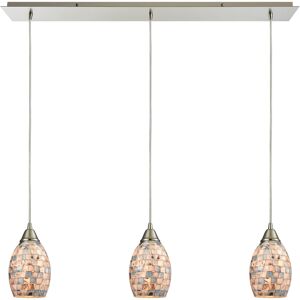 Macy's Capri 3 Light Pendant in Satin Nickel and Gray Capiz Shell - Silver