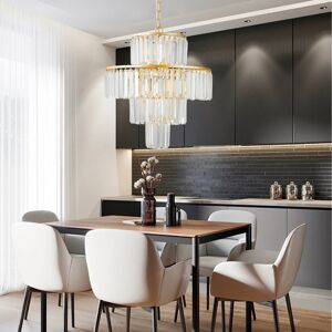 Simplie Fun Luxury Crystal Chandelier Modern Chandeliers Lights Fixture Hanging Pendant Light Fixture for Dining Room Bedroom Living Room Dia 19.7 Inch - Gold