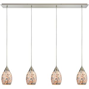 Macy's Capri 4 Light Pendant in Satin Nickel and Gray Capiz Shell - Silver