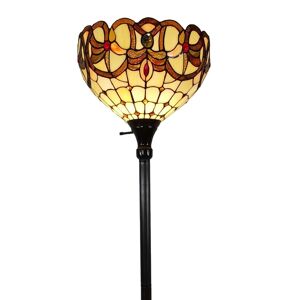 Amora Lighting Tiffany Style Torchiere Floor Lamp - Multi