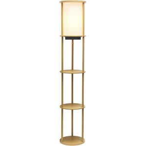 All The Rages Etagere Organizer Storage Floor Lamp with 2 Usb Charging Ports, 1 Charging Outlet - Tan