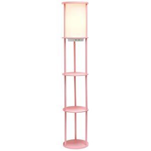 All The Rages Etagere Organizer Storage Floor Lamp with 2 Usb Charging Ports, 1 Charging Outlet - Light Pink