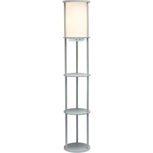 All The Rages Etagere Organizer Storage Floor Lamp with 2 Usb Charging Ports, 1 Charging Outlet - White