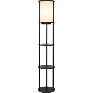 All The Rages Etagere Organizer Storage Floor Lamp with 2 Usb Charging Ports, 1 Charging Outlet - Black