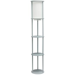All The Rages Etagere Organizer Storage Floor Lamp with 2 Usb Charging Ports, 1 Charging Outlet - Gray