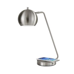 Adesso Emerson Wireless Charging Led Desk Lamp - Brushed Steel