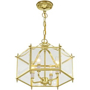 Livex Livingston 4-Light Convertible Pendant/Ceiling Mount - Polished Brass