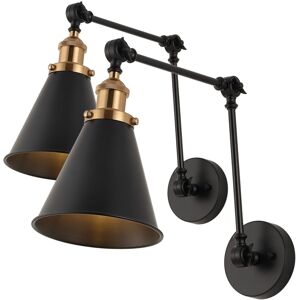 Jonathan Y Rover Adjustable Classic Glam Arm Led Wall Sconce, Set of 2 - Black